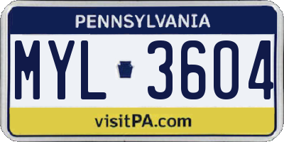 PA license plate MYL3604