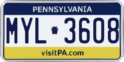 PA license plate MYL3608