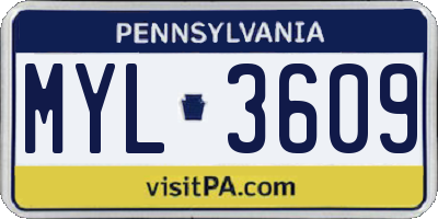 PA license plate MYL3609