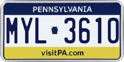 PA license plate MYL3610