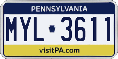 PA license plate MYL3611