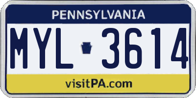 PA license plate MYL3614