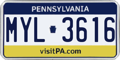 PA license plate MYL3616