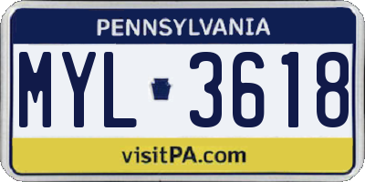 PA license plate MYL3618