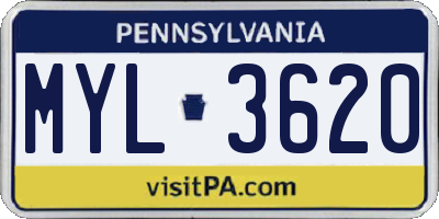 PA license plate MYL3620