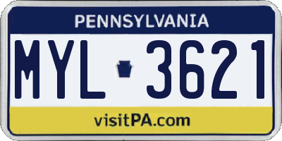 PA license plate MYL3621