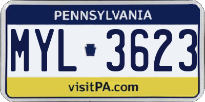 PA license plate MYL3623