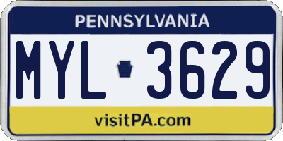 PA license plate MYL3629