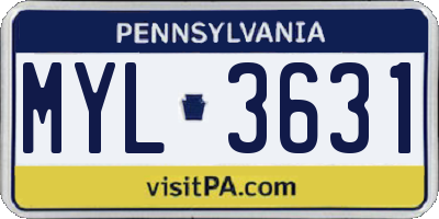 PA license plate MYL3631