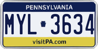 PA license plate MYL3634