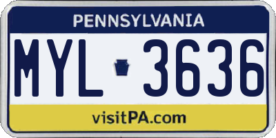 PA license plate MYL3636