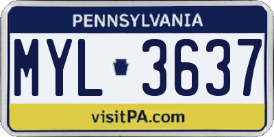 PA license plate MYL3637