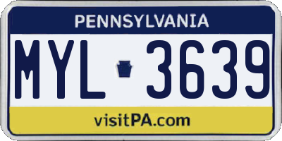 PA license plate MYL3639
