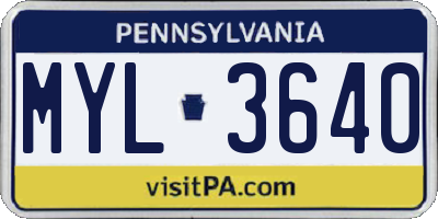 PA license plate MYL3640