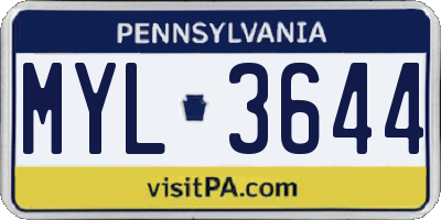 PA license plate MYL3644