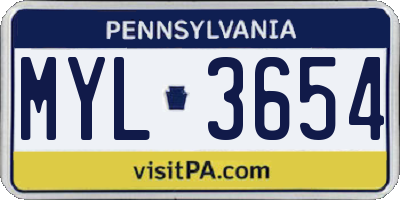 PA license plate MYL3654