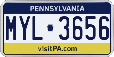 PA license plate MYL3656