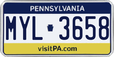 PA license plate MYL3658