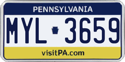 PA license plate MYL3659