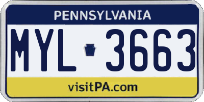 PA license plate MYL3663
