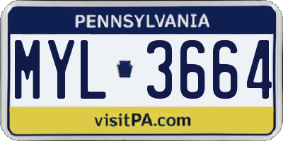 PA license plate MYL3664