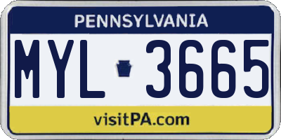 PA license plate MYL3665
