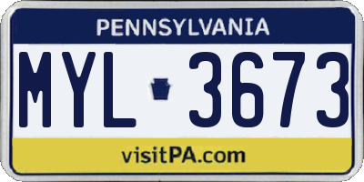 PA license plate MYL3673