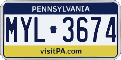 PA license plate MYL3674