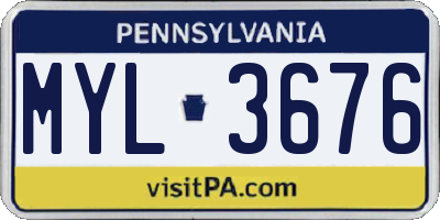 PA license plate MYL3676