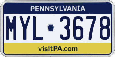 PA license plate MYL3678