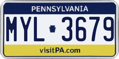 PA license plate MYL3679