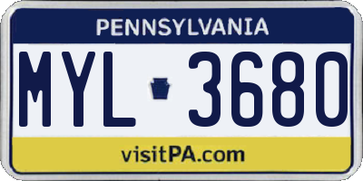 PA license plate MYL3680