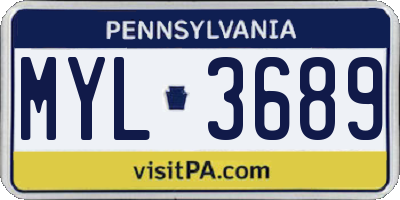 PA license plate MYL3689
