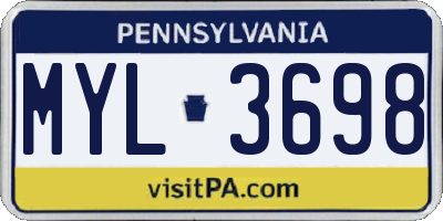 PA license plate MYL3698