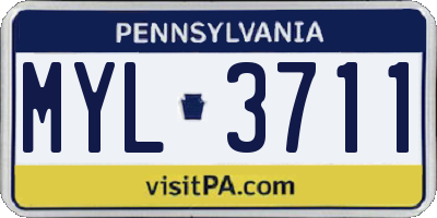 PA license plate MYL3711