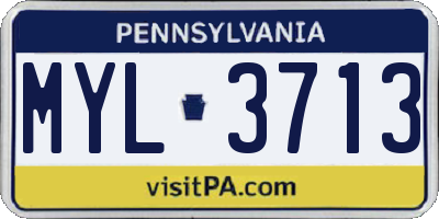 PA license plate MYL3713