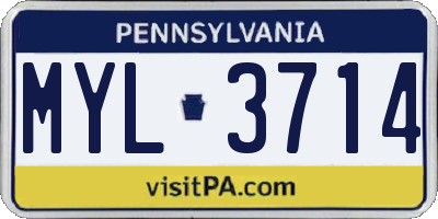 PA license plate MYL3714