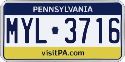PA license plate MYL3716