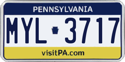 PA license plate MYL3717
