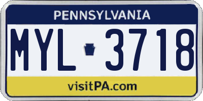 PA license plate MYL3718