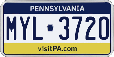 PA license plate MYL3720