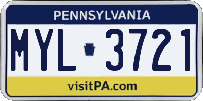 PA license plate MYL3721