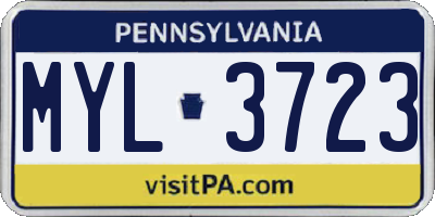 PA license plate MYL3723