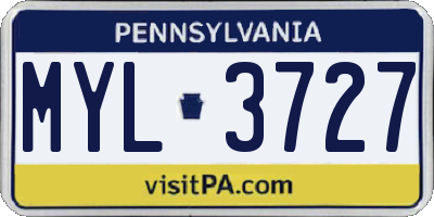 PA license plate MYL3727