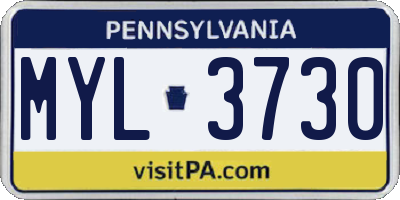 PA license plate MYL3730