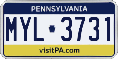 PA license plate MYL3731