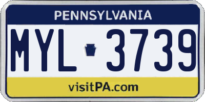PA license plate MYL3739