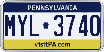 PA license plate MYL3740
