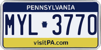PA license plate MYL3770