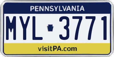PA license plate MYL3771